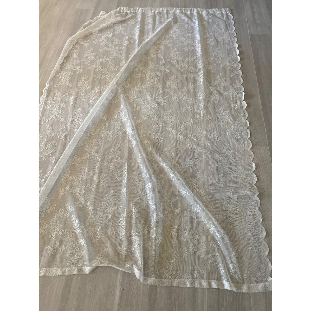 Vintage Lace Window Curtain Panel Victorian Style 56" w x 85" l